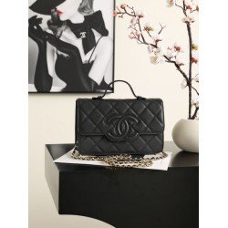 Imitazioni Borsa a tracolla Chanel AS6554 Classic trapuntata nera
