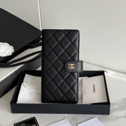 [Qualità eccellente] Portafoglio lungo Chanel in pelle caviar trapuntata Nero