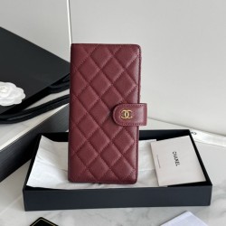 [Qualità superiore] Portafoglio lungo Chanel in pelle caviar trapuntata Rosso