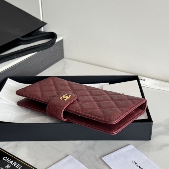 Replica Portafoglio lungo Chanel in pelle caviar trapuntata Rosso Replica Portafoglio lungo Chanel in pelle caviar trapuntata Rosso