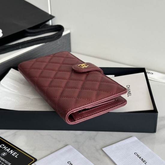 Replica Portafoglio lungo Chanel in pelle caviar trapuntata Rosso Replica Portafoglio lungo Chanel in pelle caviar trapuntata Rosso