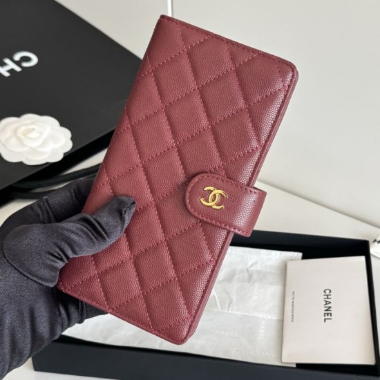 Replica Portafoglio lungo Chanel in pelle caviar trapuntata Rosso Replica Portafoglio lungo Chanel in pelle caviar trapuntata Rosso
