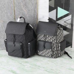 Zaino Dior Saddle da uomo con patta in tela jacquard Dior Oblique nera