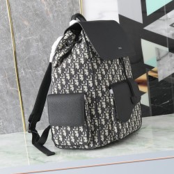 Zaino Dior Saddle da uomo con patta in tela jacquard Dior Oblique nera