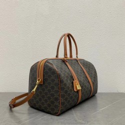 Borsa da viaggio media Celine Triomphe pelle di vitello marrone