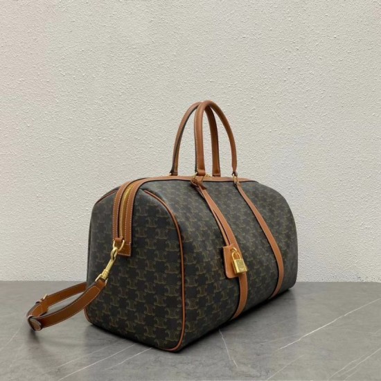 Borsa da viaggio media Celine Replica Triomphe pelle di vitello marrone Borsa da viaggio media Celine Replica Triomphe pelle di vitello marrone