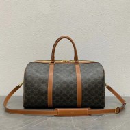 Borsa da viaggio media Celine Triomphe pelle di vitello marrone
