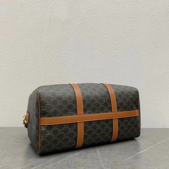 Borsa da viaggio media Celine Replica Triomphe pelle di vitello marrone Borsa da viaggio media Celine Replica Triomphe pelle di vitello marrone