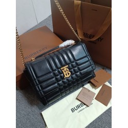 Borsa a spalla Burberry Lola nera con chiusura TB