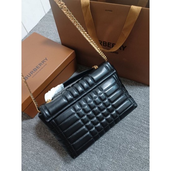 Replica perfetta Borsa a spalla Burberry Lola nera con chiusura TB