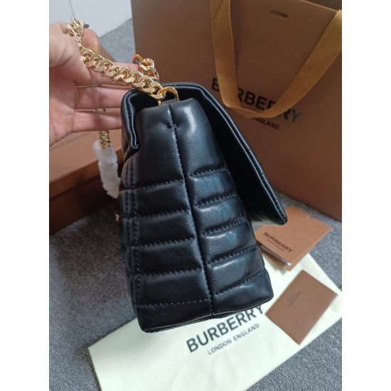 Replica perfetta Borsa a spalla Burberry Lola nera con chiusura TB