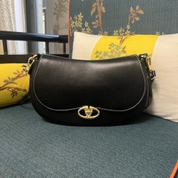Borsa a spalla Valentino Garavani Small Ohval nera/gialla