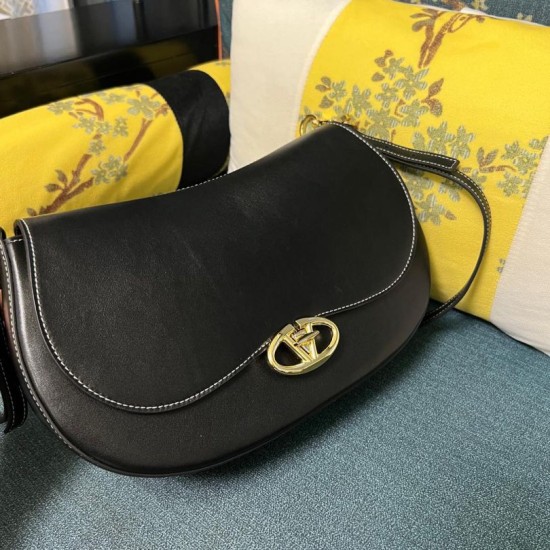 Imitazione Borsa a spalla Valentino Garavani Small Ohval nera/gialla Replica Borsa a spalla Valentino Garavani Small Ohval nera/gialla