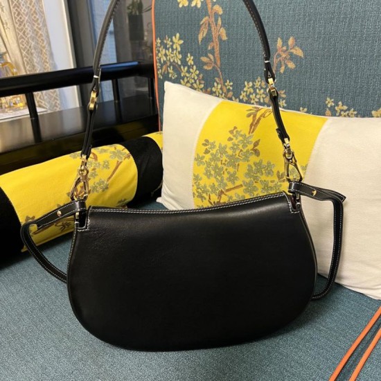 Imitazione Borsa a spalla Valentino Garavani Small Ohval nera/gialla Replica Borsa a spalla Valentino Garavani Small Ohval nera/gialla
