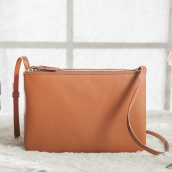 Replica perfette Borse Celine Piccolo Trio Crossbody In Brown in pelle di vitello