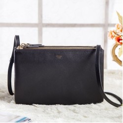 Replica perfette Borse Celine Piccolo Trio Crossbody In pelle di vitello nera
