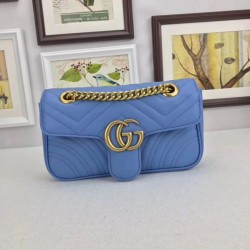 Borse GG Marmont Matelassé Mini 446744 Blu