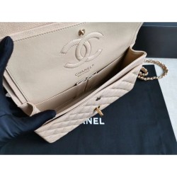 Riproduzione Fedele Medium Classic Caviar Flap Borse A1112 Albicocca Argento / Hardware d'oro imitazioni Replica Alta Qualità Medium Classic Caviar Flap Borse A1112 Albicocca Argento / Hardware d'oro