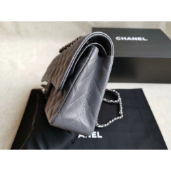 Medium Classic Caviar Flap Borse A1112 Grigio Argento / Hardware d'oro