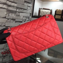 Riproduzione Fedele Jumbo Classic Flap Borse pelle Caviar Rossa A1113 imitazioni Replica Alta Qualità Jumbo Classic Flap Borse pelle Caviar Rossa A1113