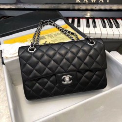 Replica Alta Qualità Borsa Classic Flap Piccolo A1117 Nero Argento Hardware