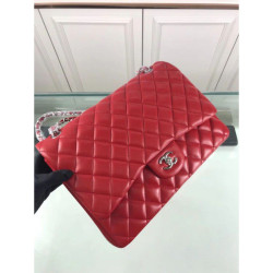 Classic Maxi Flap borsa Jumbo A58601 Pelle di agnello rossa