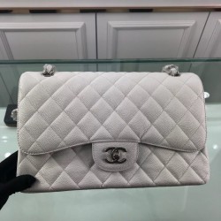 Replica Alta Qualità Jumbo Classic Flap Borse pelle Caviar A1113 Bianca
