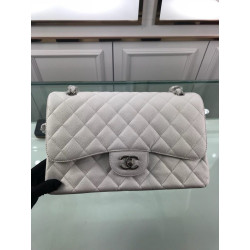 Jumbo Classic Flap Borse pelle Caviar A1113 Bianca