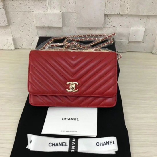 Alta gamma replica Classic Flap Charms Portafoglio Woc A33814 Rosso