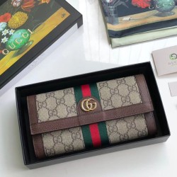 Replica Alta Qualità Pari all'originale replica Ophidia GG Continental Wallet 523153 Marrone