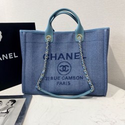 Cloni Firmate Imitazione Deauville Fibre miste con borsa shopping perla A66941 Blu imitazioni