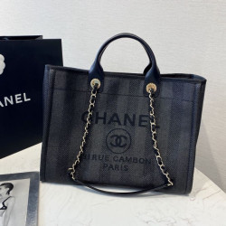 Deauville Fibre miste con borsa shopping perla A66941 Nero