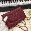 Stitch Chain Grained Pelle di vitello Woc Borsa A33814 Claret