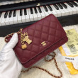 Stitch Chain Grained Pelle di vitello Woc Borsa A33814 Claret