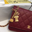 Stitch Chain Grained Pelle di vitello Woc Borsa A33814 Claret