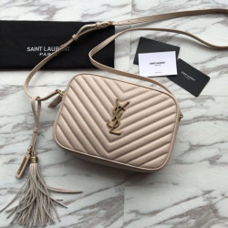 YSL Saint Laurent Medium LouLou Chain Borsa Matelasse Albicocca in pelle
