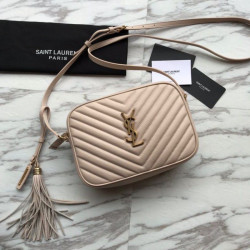 YSL Saint Laurent Medium LouLou Chain Borsa Matelasse Albicocca in pelle