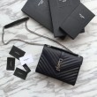 YSL Saint Laurent Piccola Busta Borsa Grain Hardware argentato in rilievo