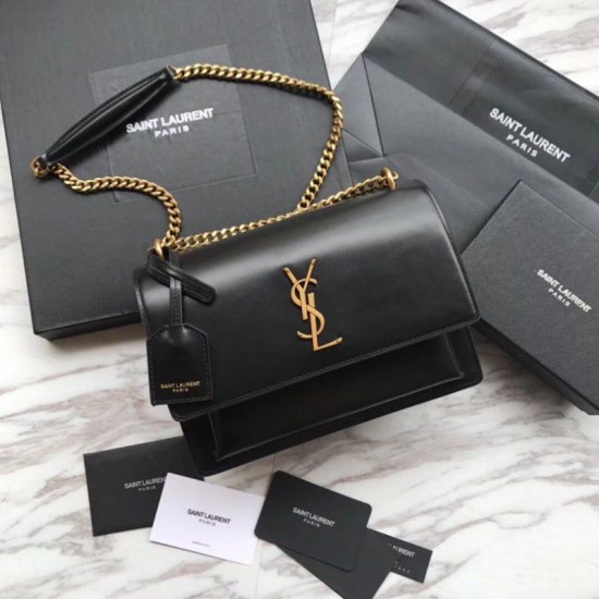 YSL Saint Laurent Sunset Medium Liscio Hardware posteriore oro 