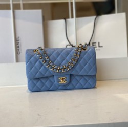 Replica Borsa con patta classica A1112 Hardware in oro blu Griffate