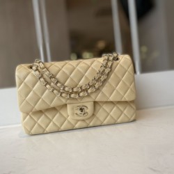 Replica Borsa classica con patta A1112 Hardware in oro albicocca Griffate