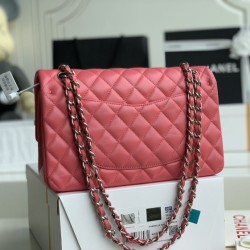 Replica Dettagli perfetti Borsa classica con patta A1112 Hardware argento rosso chiaro Griffate