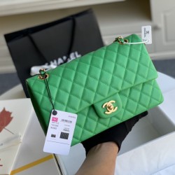 Replica Imitazione Borsa classica con patta A1112 Hardware argento verde chiaro Griffate
