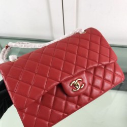 Replica Borsa Classica Grande Pelle Di Vitello Grana Metallo dorato A56800 Rosso Griffate