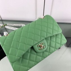 Replica Dettagli perfetti Borsa Classica Grande Pelle Di Vitello Grana Metallo dorato A56800 Verde Griffate