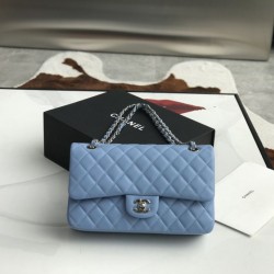 Replica Dettagli perfetti Borsa  1:1 con patta classica A1112 Hardware argento blu cielo Griffate