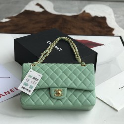 Replica Borsa classica con patta A1112 Hardware argento verde chiaro Griffate