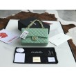 Borsa classica con patta A1112 Hardware argento verde chiaro