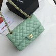 Borsa classica con patta A1112 Hardware argento verde chiaro
