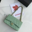 Borsa classica con patta A1112 Hardware argento verde chiaro